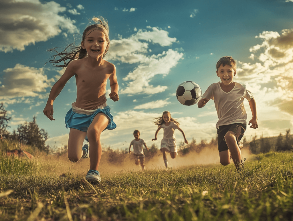 Niños jugando al fútbol