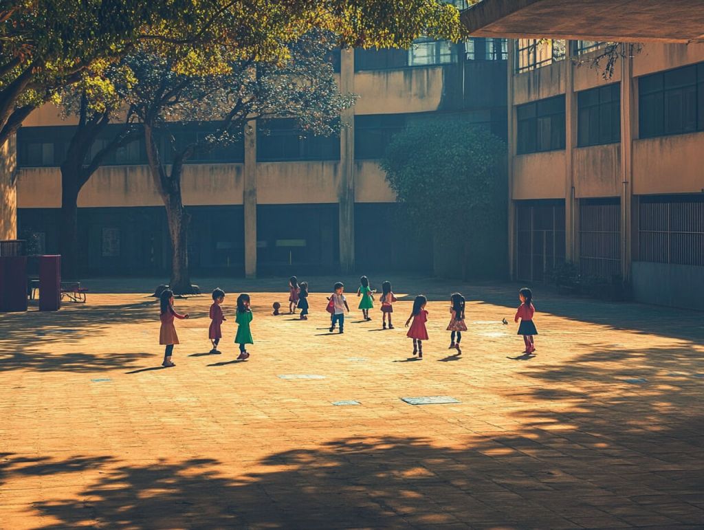 Niños jugando en el patio de un colegio
