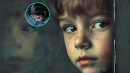 Un niño con la mirada un poco perdida. En detalle, una niña llorando