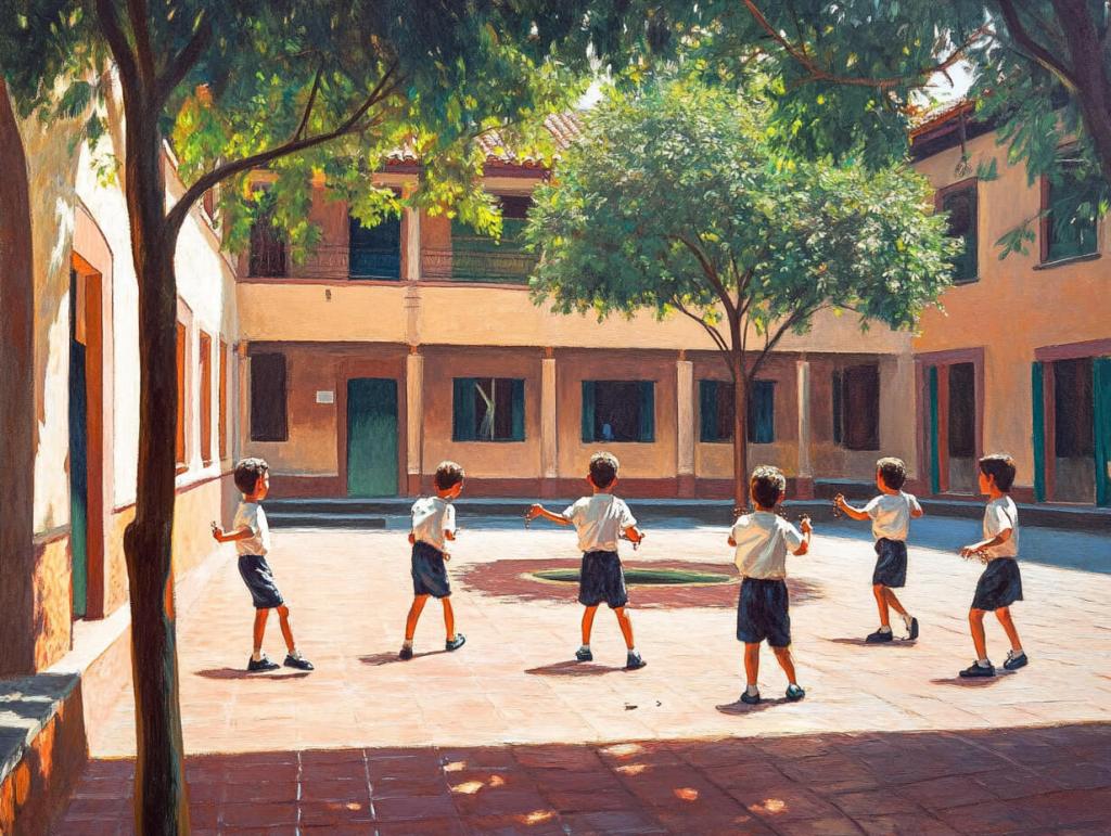 Actividad infantil en un patio de un centro educativo