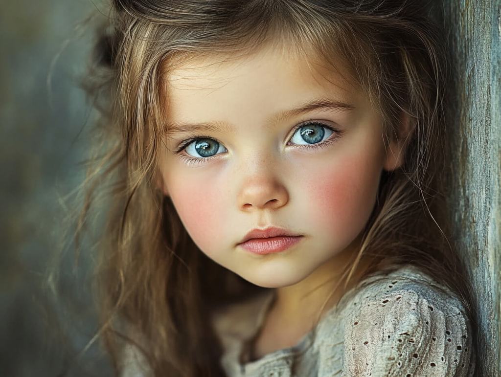Retrato de una niña de ojos claros