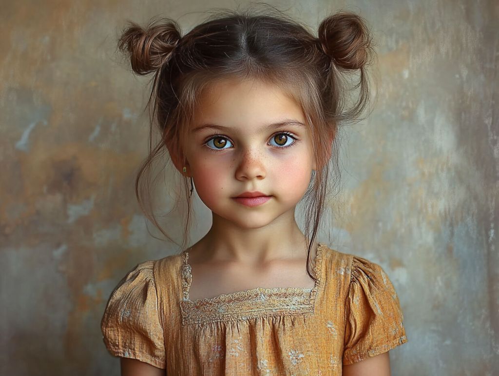 Un niña con moños
