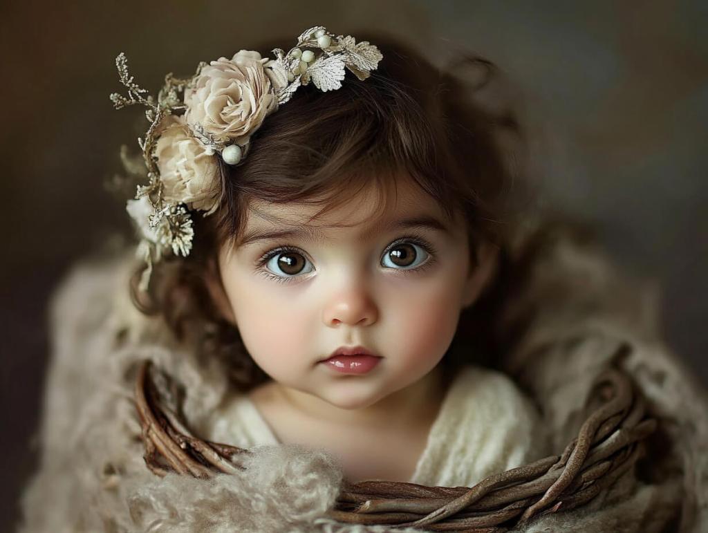 Una niña con diadema floral