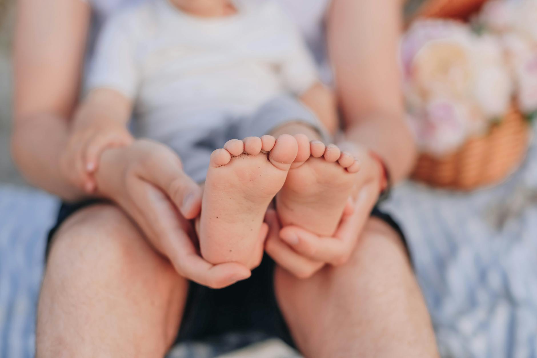 close up of baby bare feet