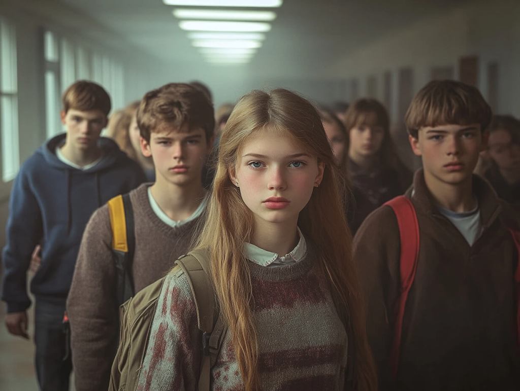Un grupo de adolescentes en el instituto