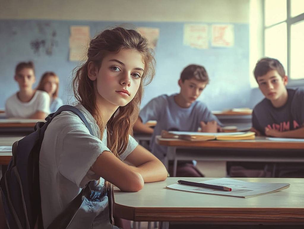 Una alumna en clase del instituto