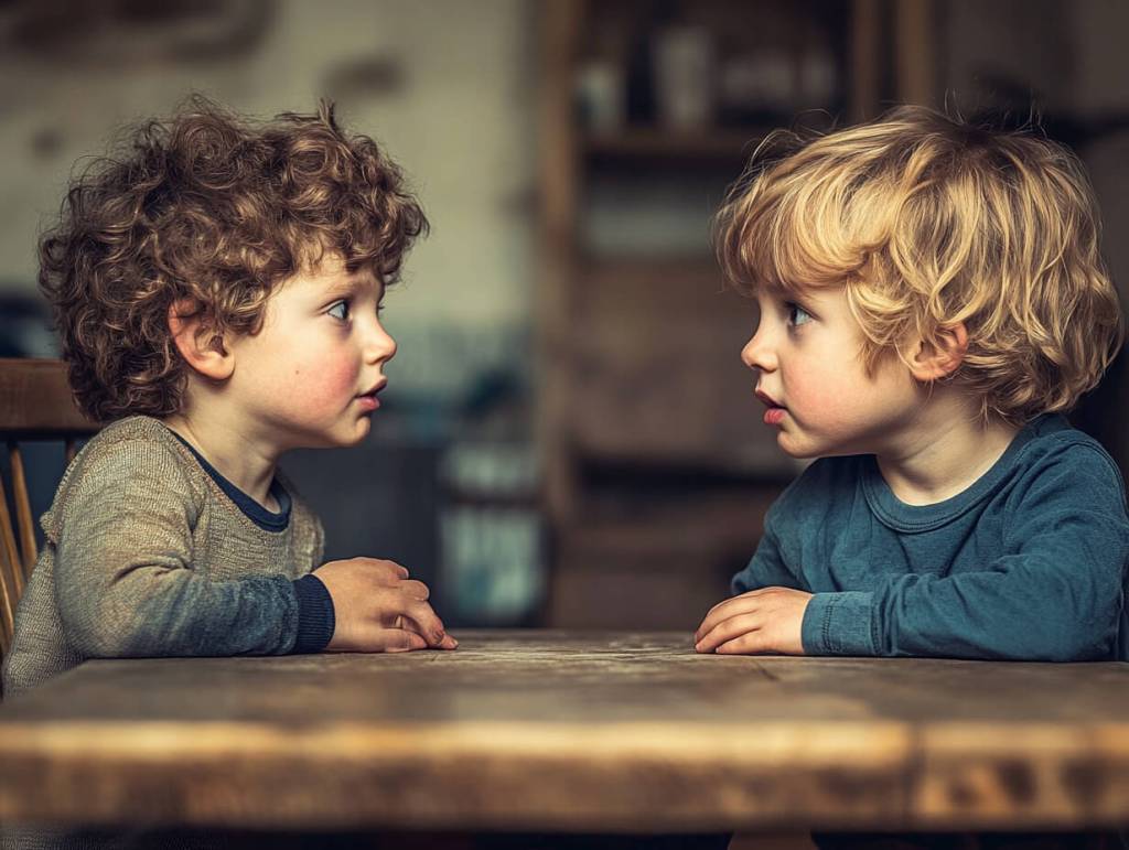 Dos niños discutiendo