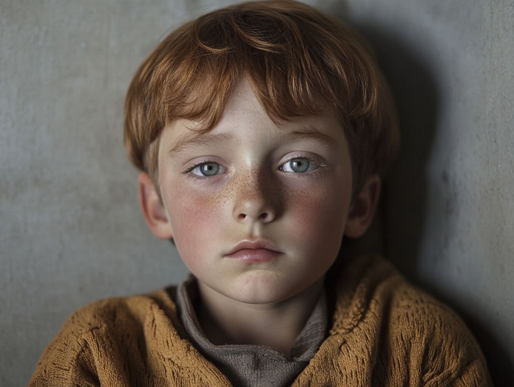 Retrato de un niño que muestra tristeza