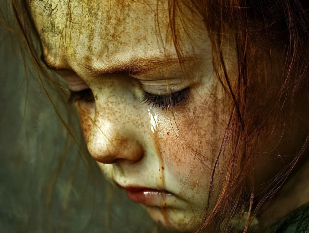 Una niña llorando