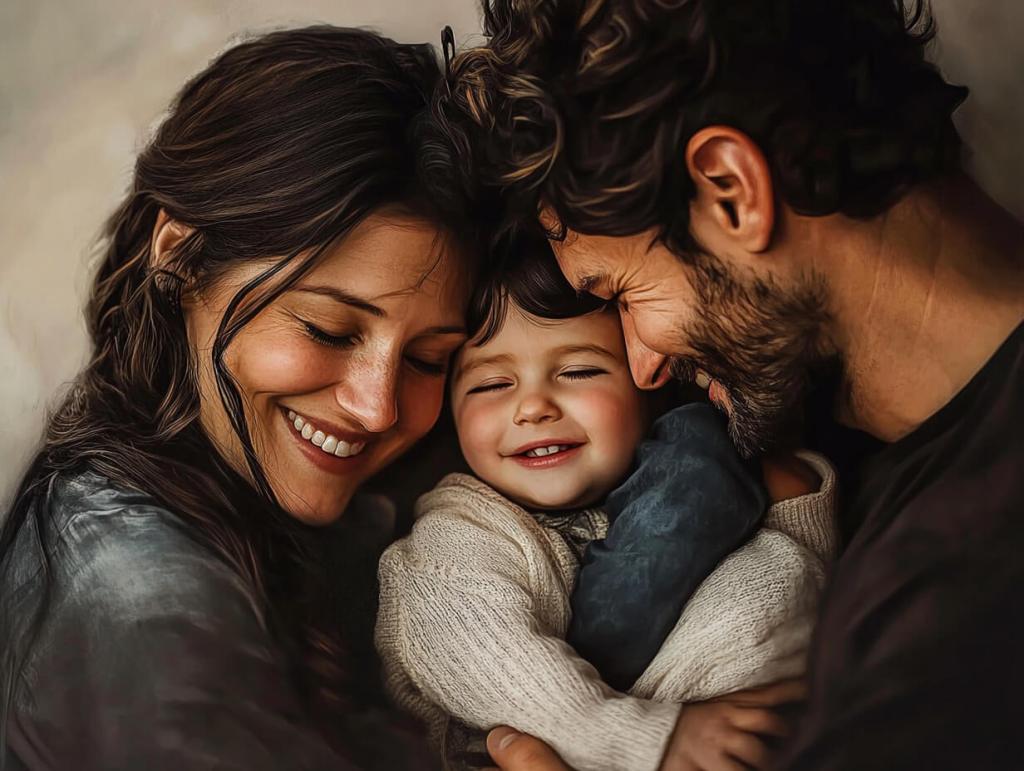 Una pareja feliz con su hijo