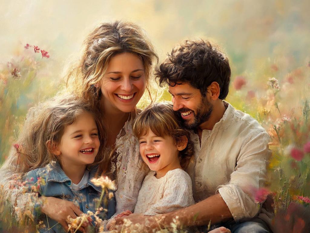 Una pareja con sus dos hijos