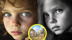 Composición con dos retratos y un dibujo inspirado en Roma