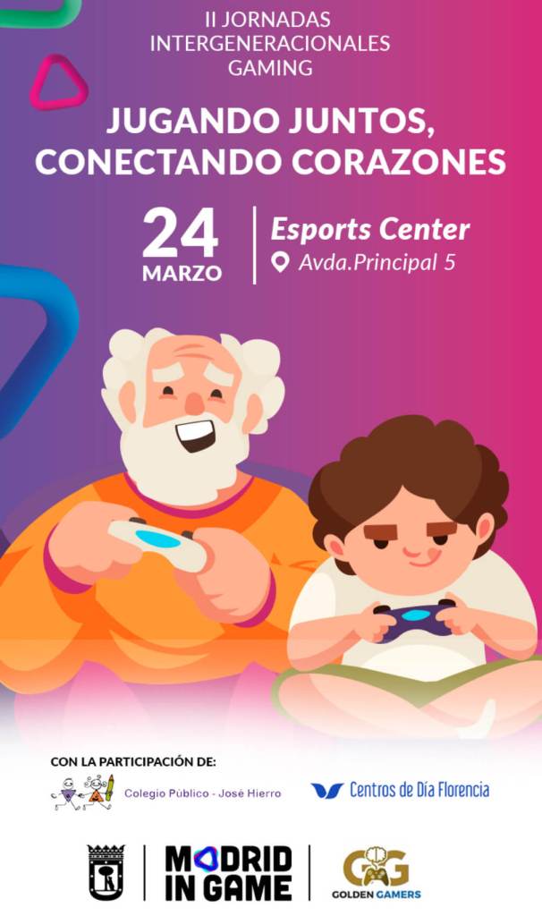 abuelos y nietos jugando con videojuegos