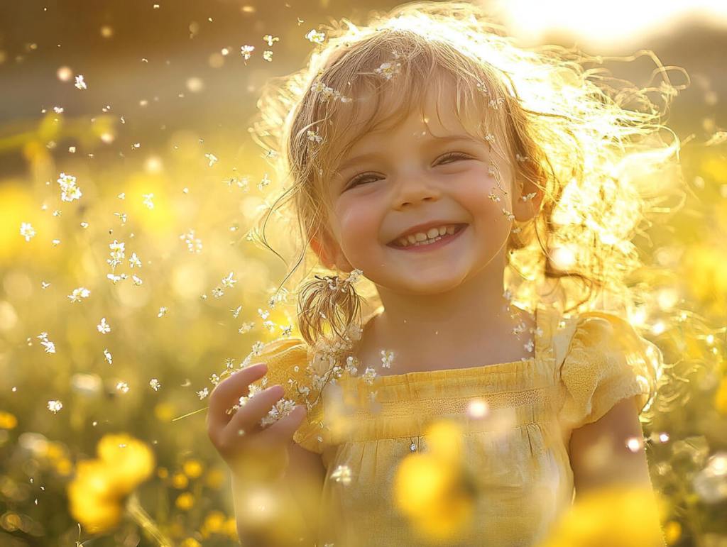 Una niña feliz en el campo