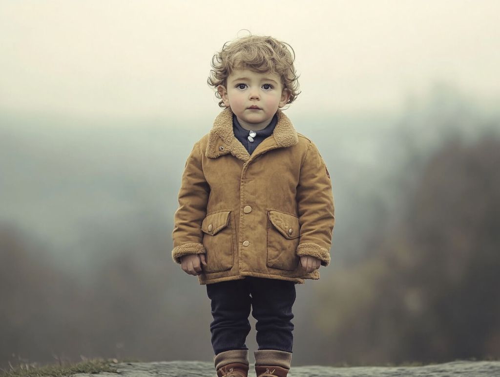 Un niño pequeño abrigado