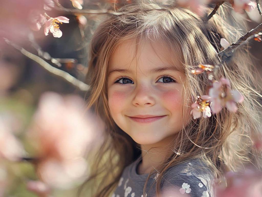 Retrato de una niña en primavera