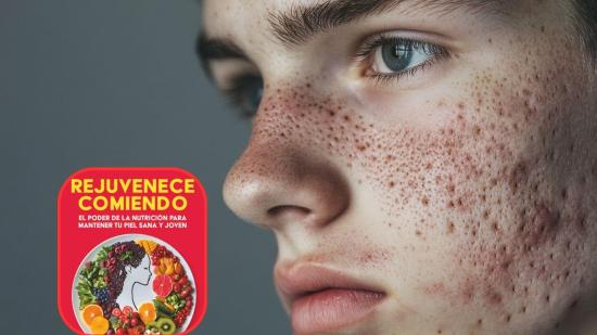 Un adolescente con marcas de acné en el rostro