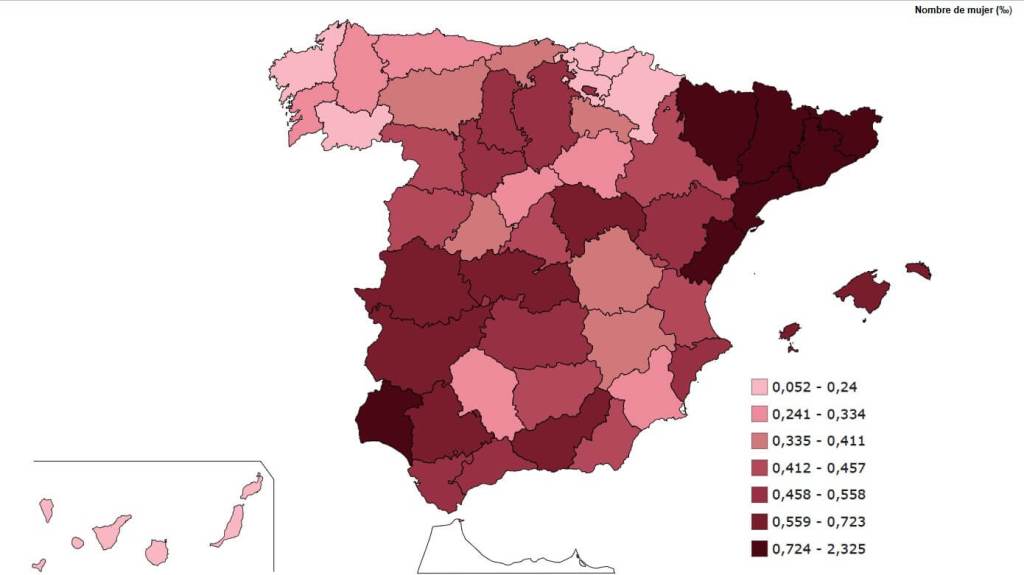 Distribución geográfica en España del nombre de niña Abril