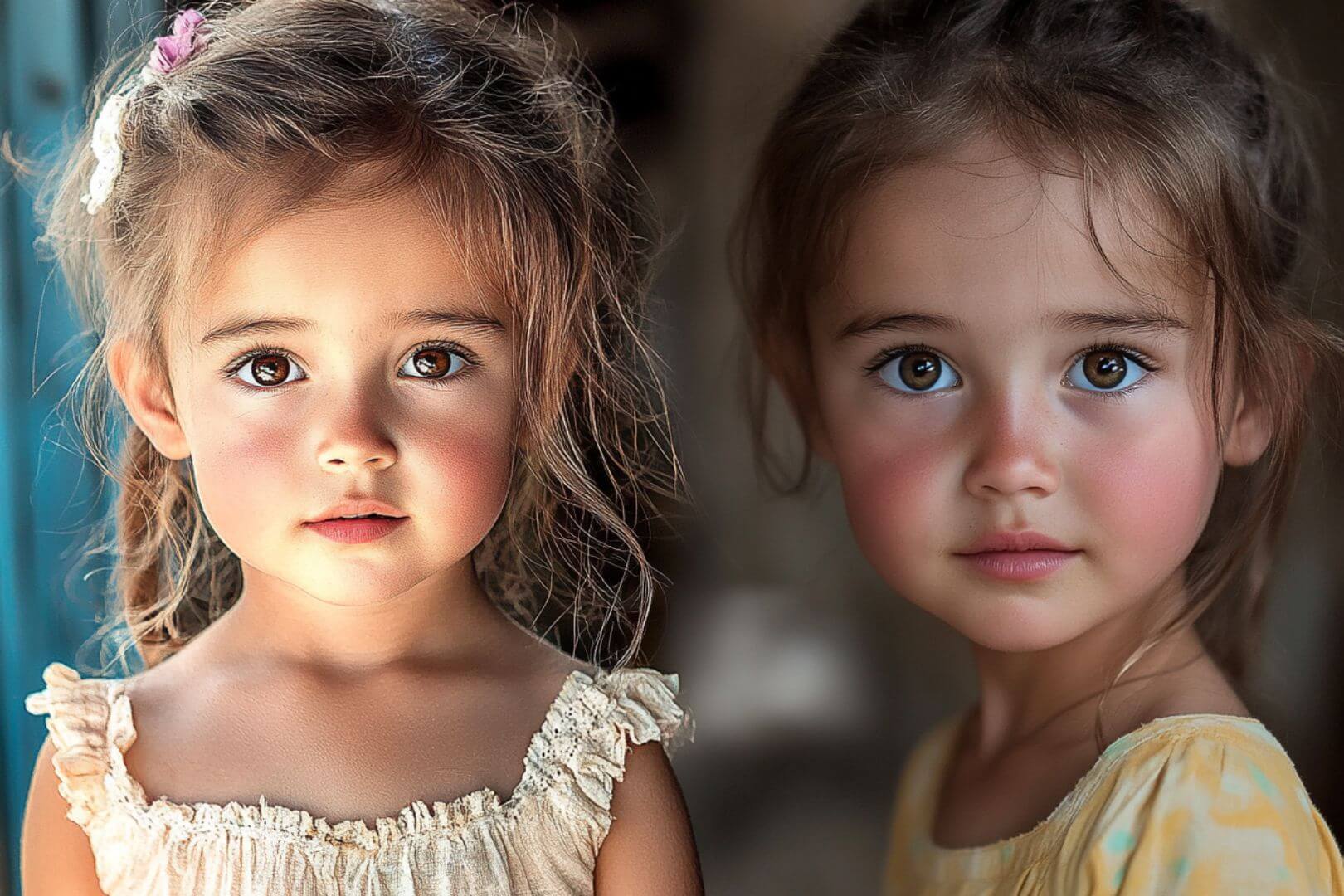 Composición de dos retratos de una niña
