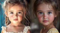 Composición de dos retratos de una niña