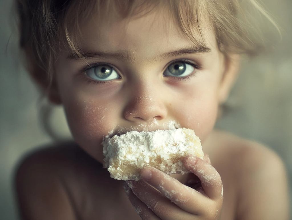 Un niño comiendo dulce