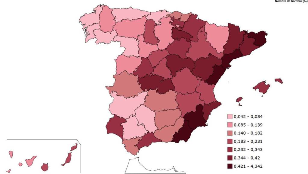 Distrubución territorial del nombre de niño Amir