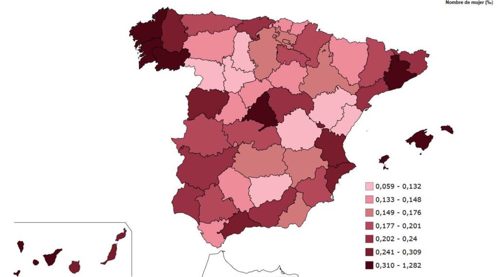 Distribución en España del nombre Camila