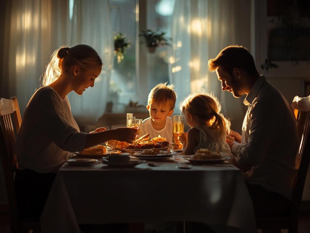 Una familia cenando juntos