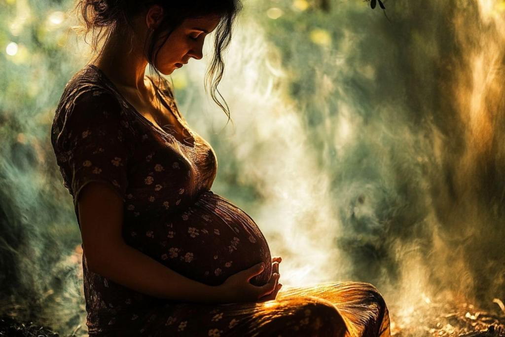 Una mujer embarazada conectando con su bebé