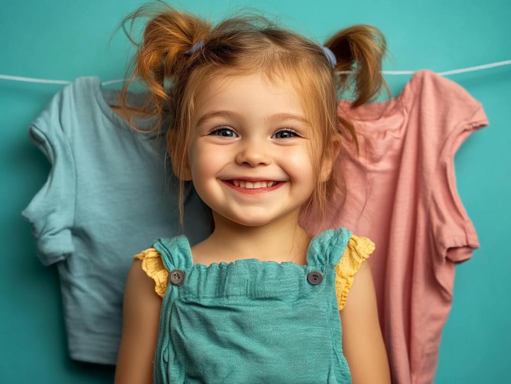 Una niña sonriente con recogido de dos moños