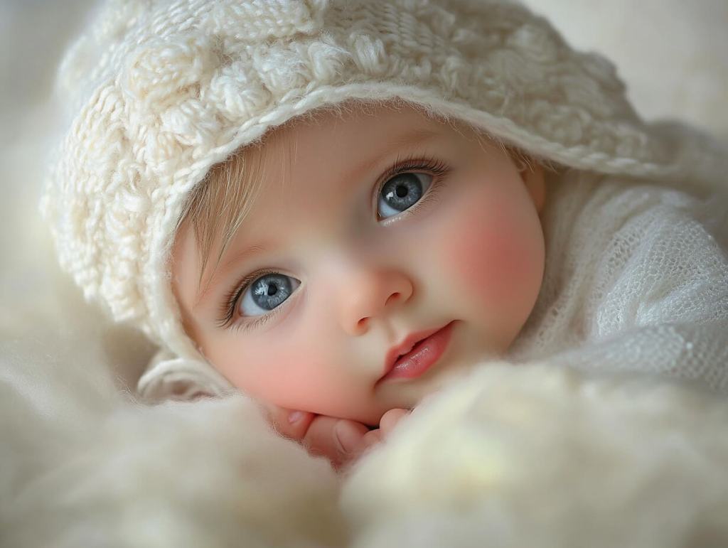 Un bebé recién nacido con ojos claros