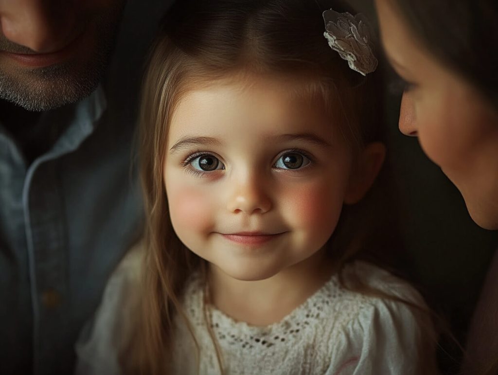 Una niña hablando con sus padres