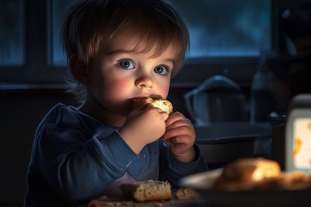 Un niño comiendo un trozo de pan