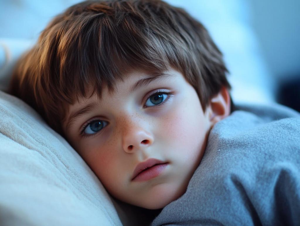 Un niño enfermo en la cama