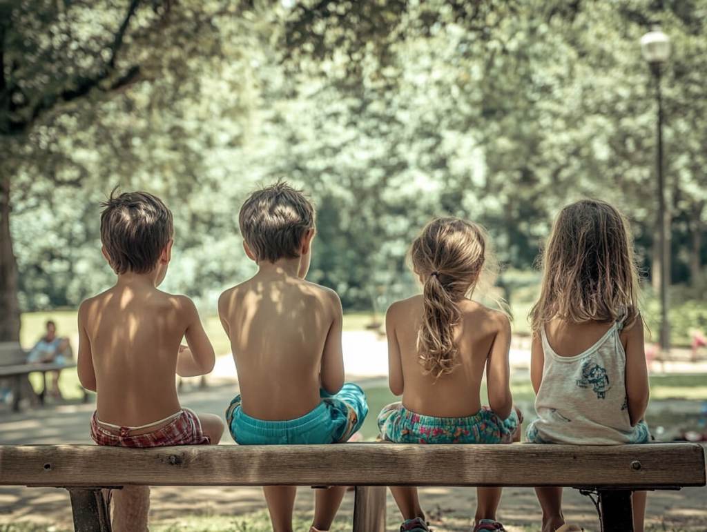 Niños en el parque en verano