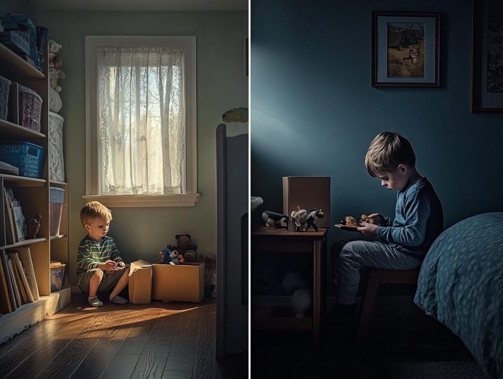 Niños jugando solos en casa