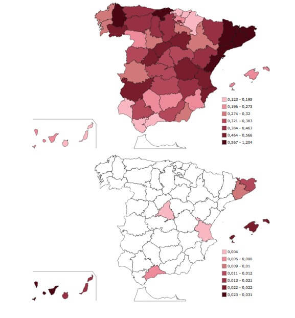 Distribución geográfica del nombre Elia en España