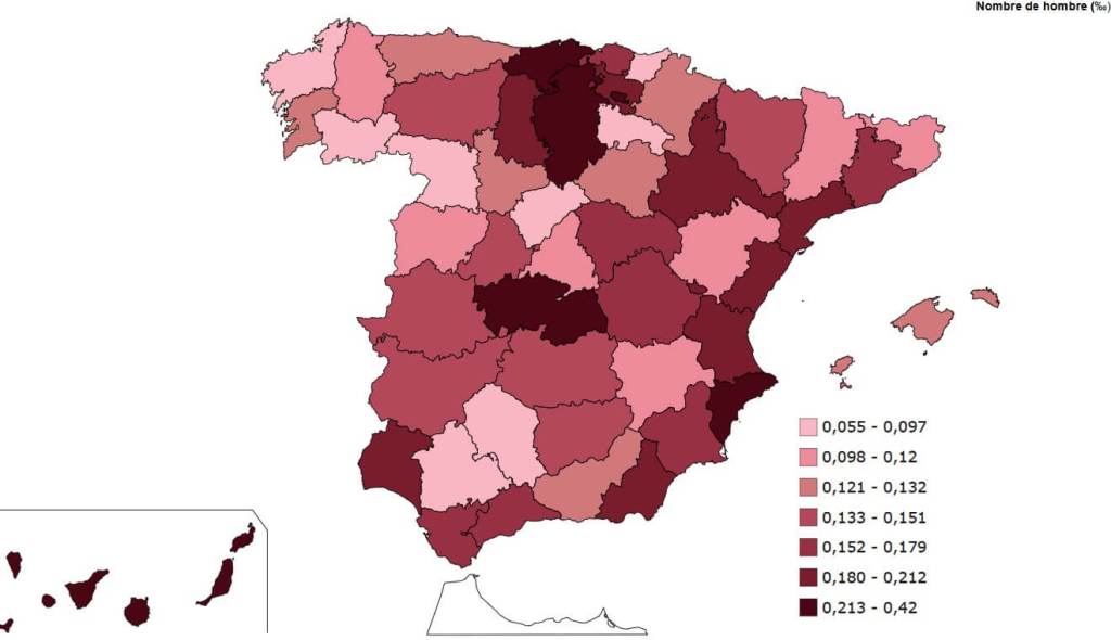Distribución geográfica del nombre Neizan en España