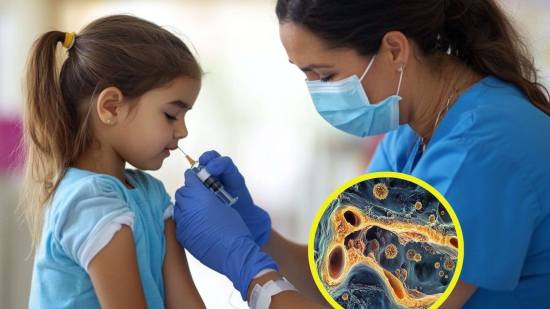 Una enfermera vacuna a una niña