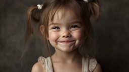 Retrato de una niña con rostro alegre