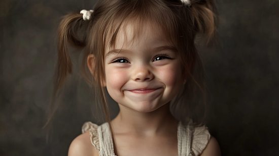 Retrato de una niña con rostro alegre