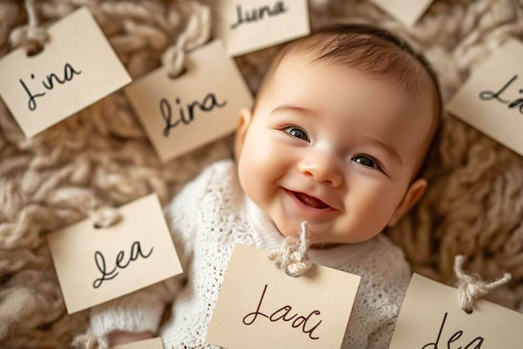 Una niña rodeada de nombres similares