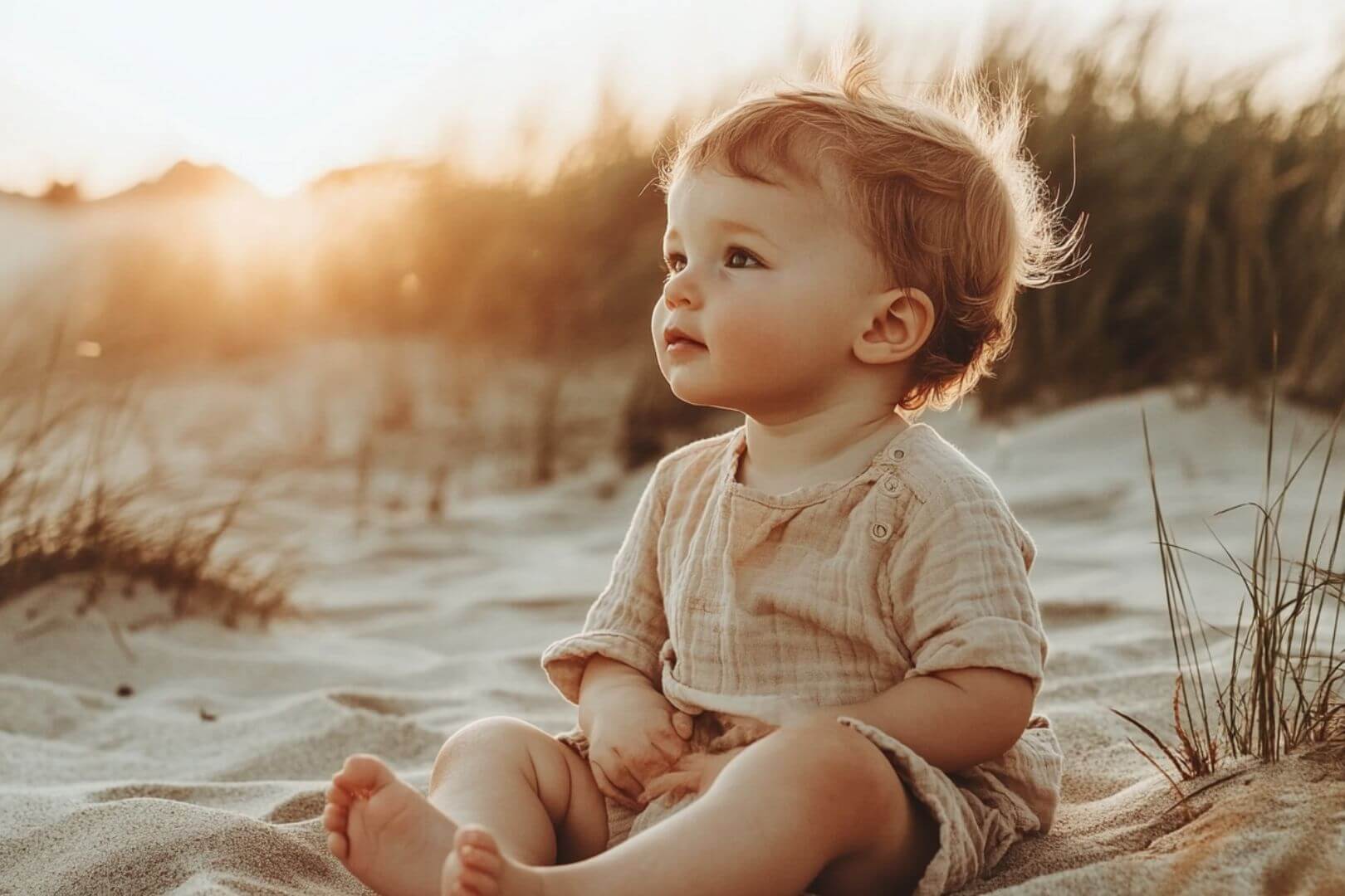 Un niño disfruta de la playa al atardecer durante el verano