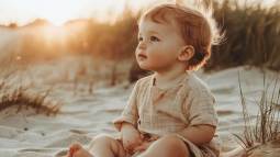 Un niño disfruta de la playa al atardecer durante el verano