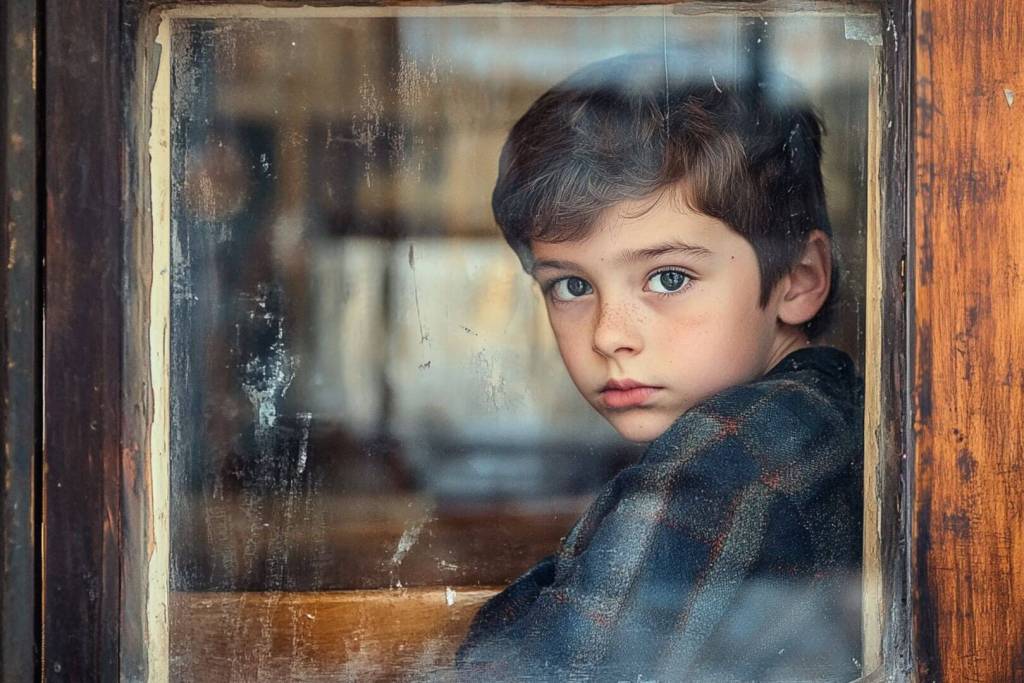 Un niño mira por la ventana sin encontrar su lugar