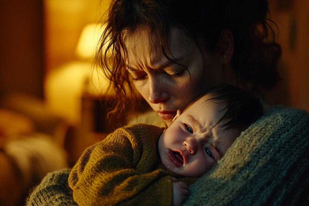 Un bebé llora inconsolable por la noche