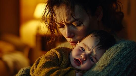 Un bebé llora inconsolable por la noche