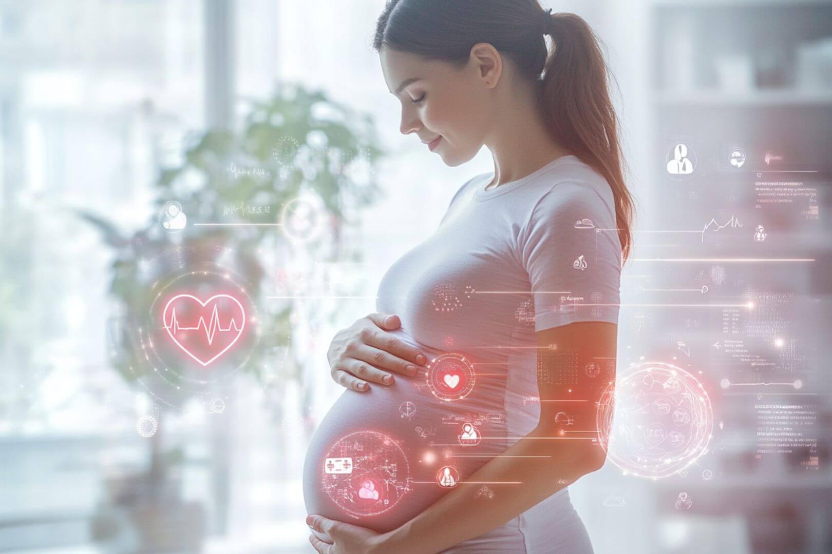 Una mujer embarazada. La imagen ilustra la conexión con la salud de su futuro bebé