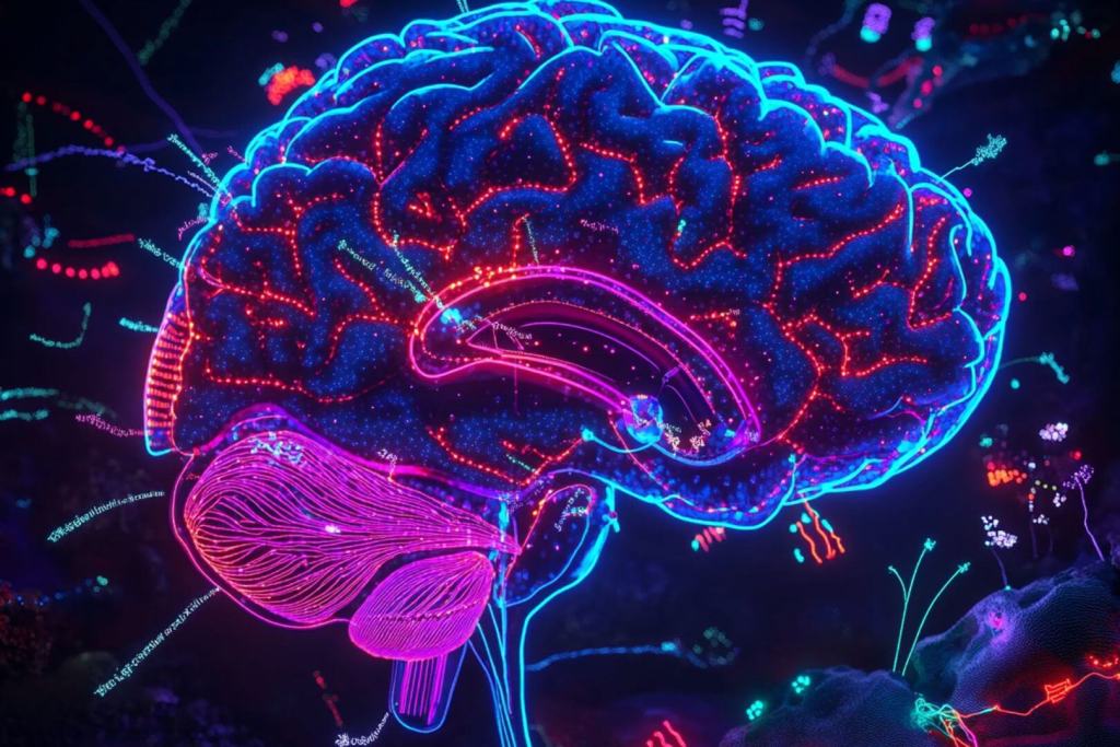 Ilustración digital de un cerebro activado