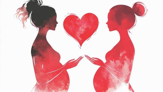 Ilustración de dos mujeres hermanas embarazadas